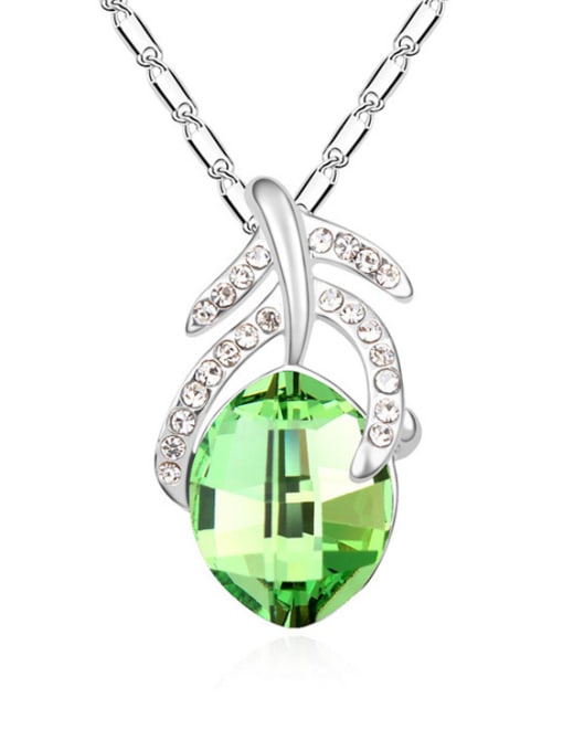 green Fashion Oval Tiny austrian Crystals-covered Pendant Alloy Necklace