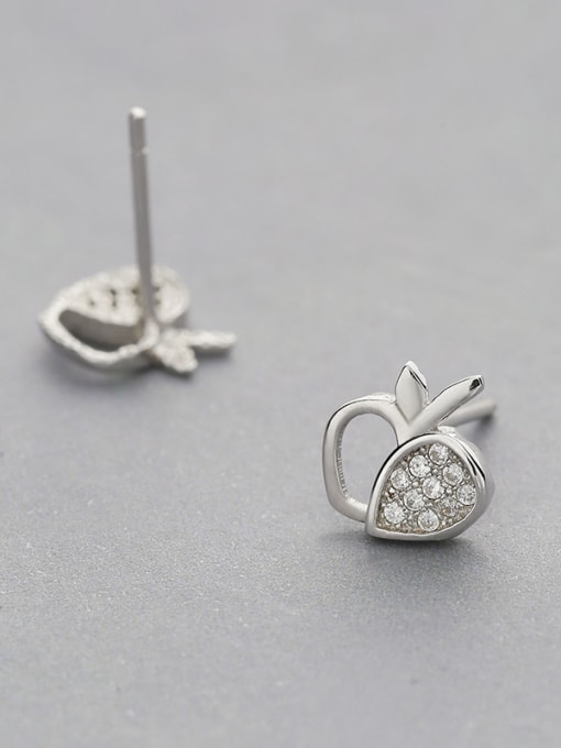 White 925 Silver Strawberry Shaped Stud Earrings