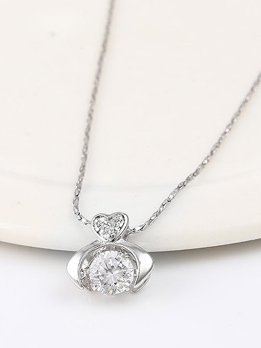 XP Copper Alloy White Gold Plated Fashion Zircon Necklace 1