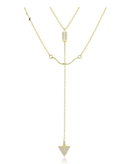 CCUI 925 Sterling Silver With  Cubic Zirconia Simplistic Bow and arrow Hook Multi Strand Necklaces 0