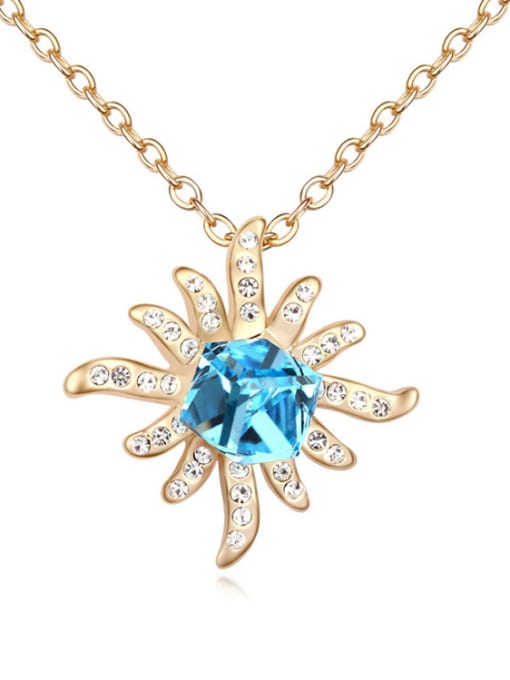 QIANZI Fashion Cubic austrian Crystals Flowery Pendant Alloy Necklace 3