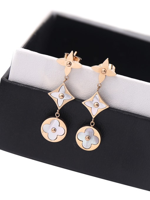 My Model Geometric Shaped Shell Three Color Plated Drop Earrings 0