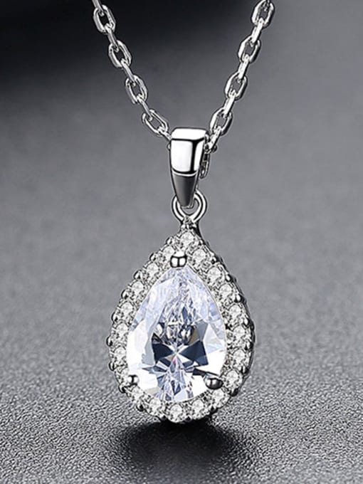 Transparent Copper inlay AAA zircon semi-precious stone pendant necklace