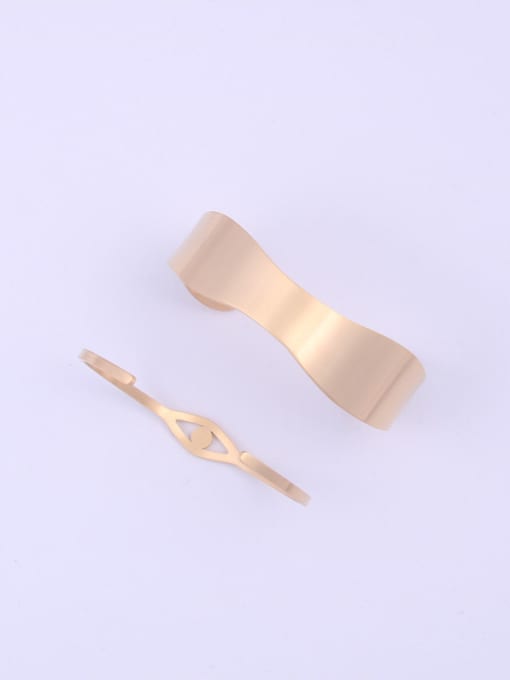 GROSE Titanium With Gold Plated Simplistic Irregular Free Size  Bangles 0