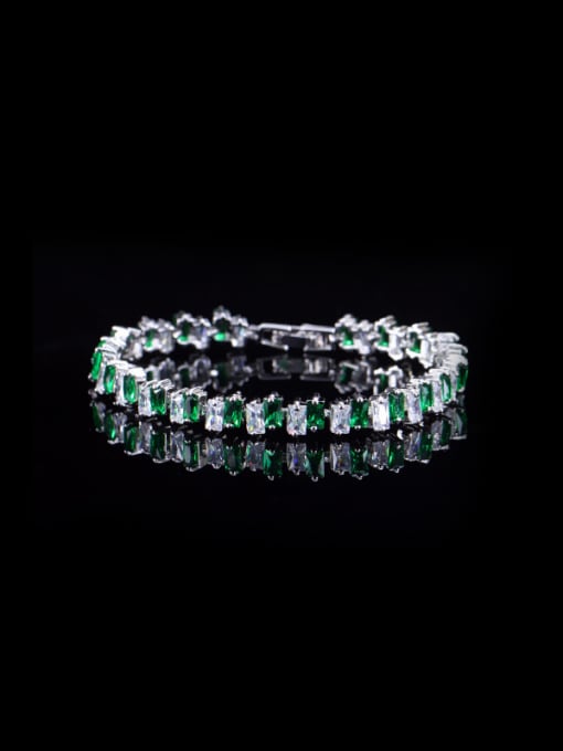 Green Popular Rectangle AAA Zircon Bracelet
