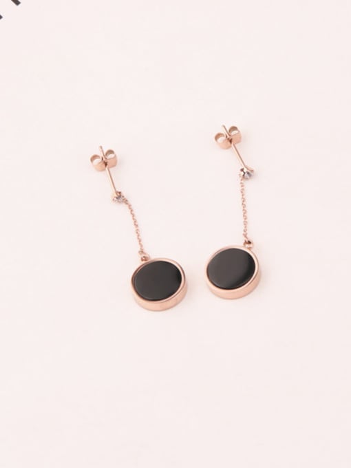 GROSE Simple Style Round Black Agate Drop Earrings 0