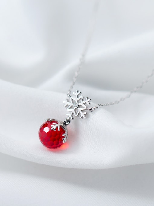 Rosh Temperament S925 Silver Snowflake Shaped Crystal Necklace 2