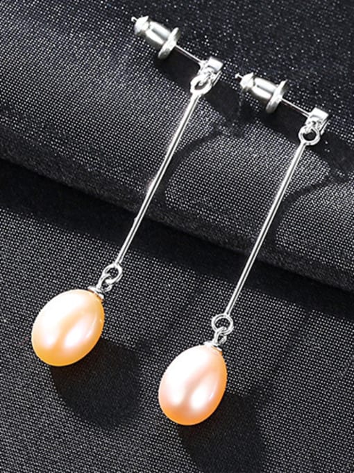 Pink Sterling Silver 8-9mm Freshwater Pearl Earrings