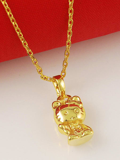Yi Heng Da Creative 24K Gold Plated Cartoon Cat Shaped Copper Necklace 2