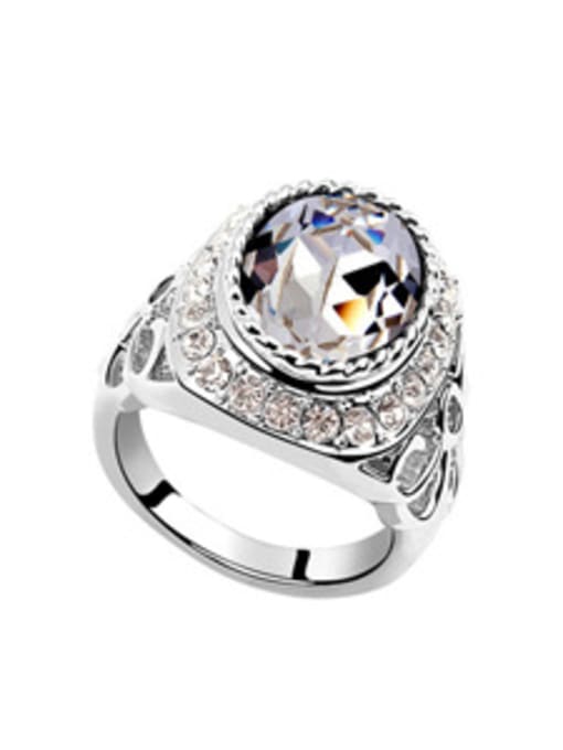 White Exaggerated Cubic austrian Crystals Alloy Ring