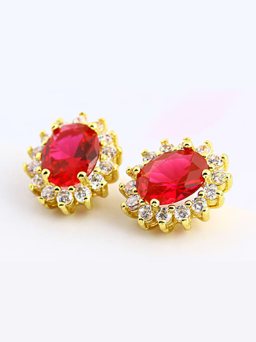 XP Copper Alloy 18K Gold Plated Fashion Multi-color Zircon stud Earring 2
