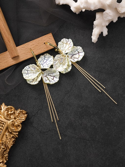 A Beige white Alloy With Imitation Gold Plated Fashion Flower Hook Earrings