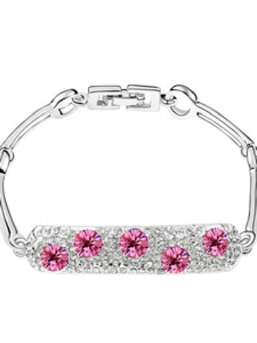 pink Fashion Shiny Cubic austrian Crystals Alloy Bracelet