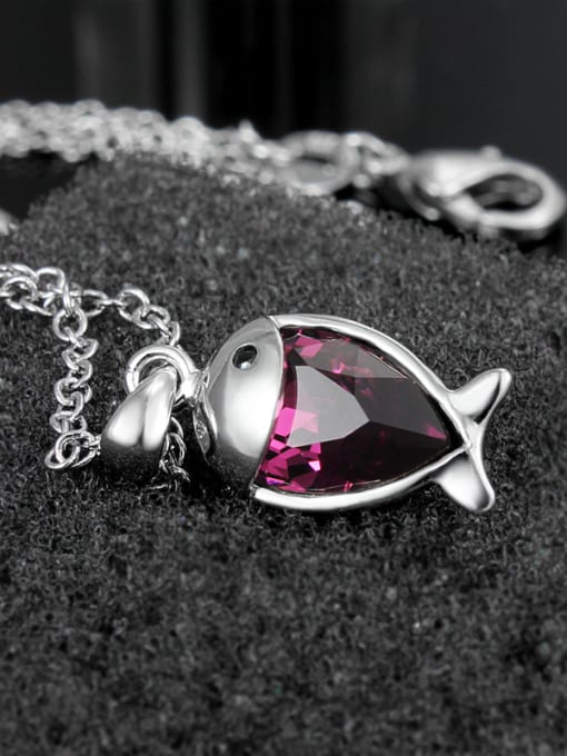 SANTIAGO Personalized Little Fish Purple Crystal 925 Sterling Silver Pendant 1