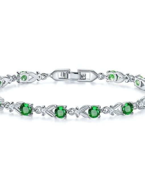 green Copper With White Gold Plated Delicate Cubic Zirconia Bracelets