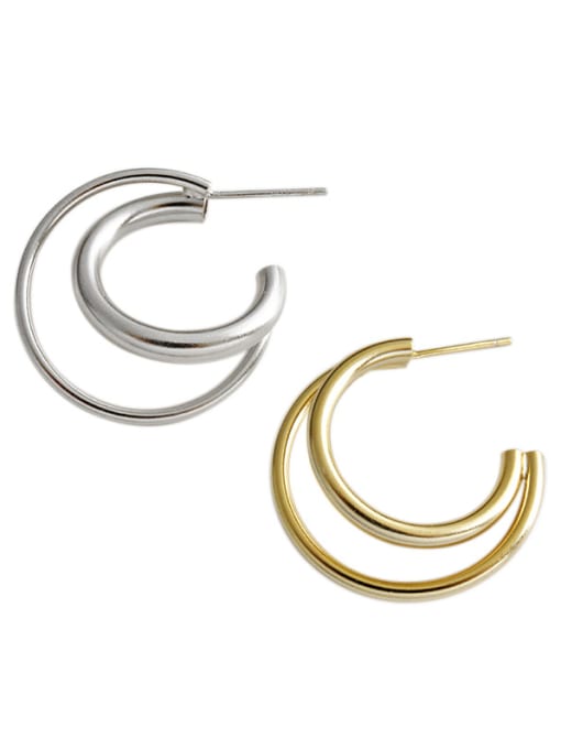 DAKA 925 Sterling Silver With Gold Plated Simplistic Round Hoop Earrings 4