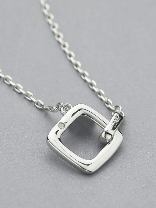 One Silver S925 Silver Square Necklace 2