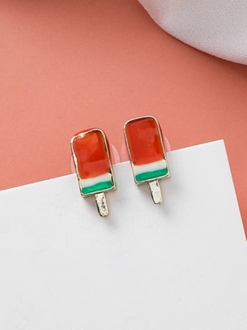 A red Alloy With Rose Gold Plated Simplistic Geometric Ice Cream Stud Earrings