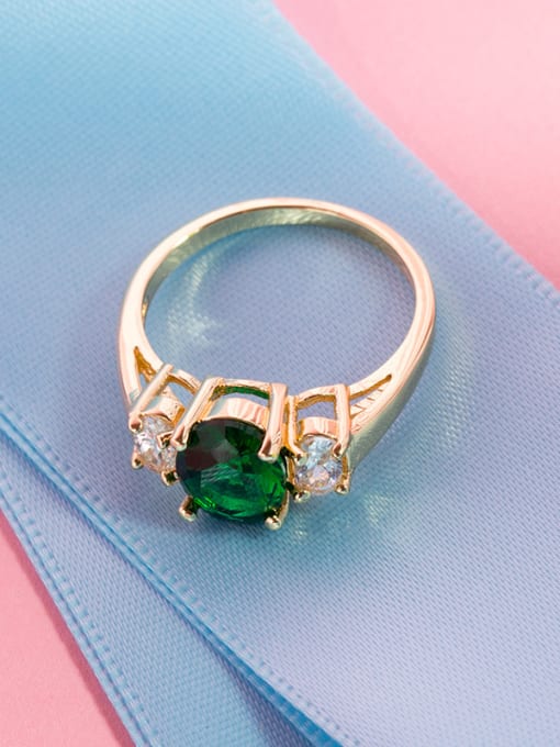 Ronaldo Exquisite Green Round Shaped Zircon Ring 1