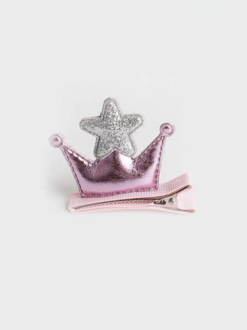 Pink PU Crown Hair clip