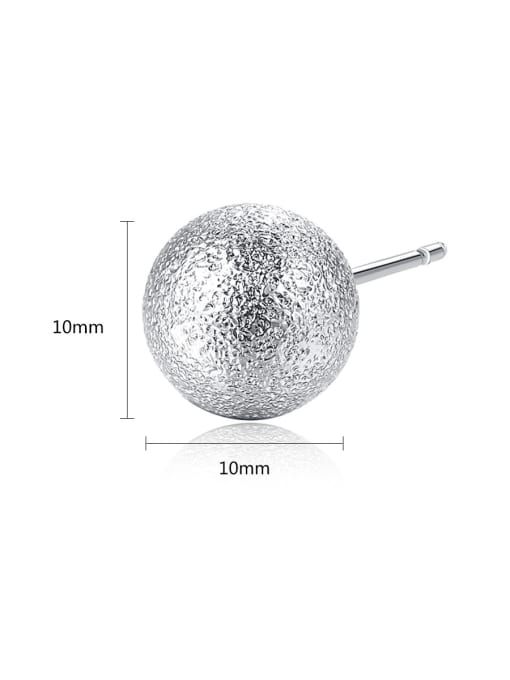 BLING SU Copper With Silver Plated Simplistic Ball Stud Earrings 3