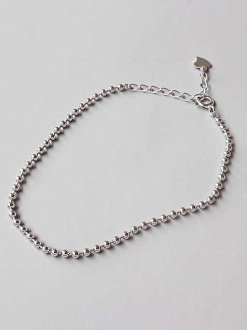 DAKA 925 Sterling Silver With Platinum Plated Simplistic Beads Bracelets