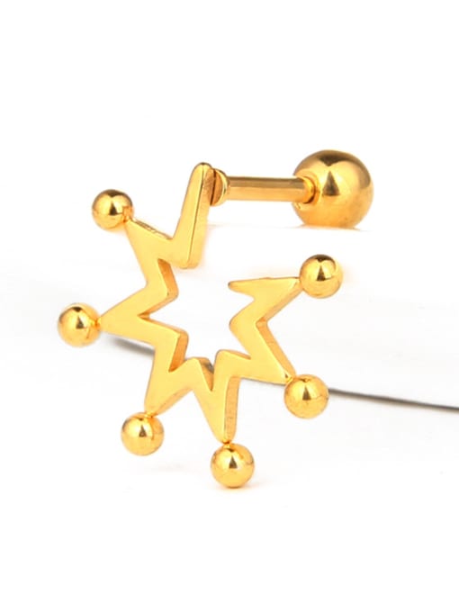 Golden Stainless Steel With Black Gun Plated Classic Star Stud Earrings