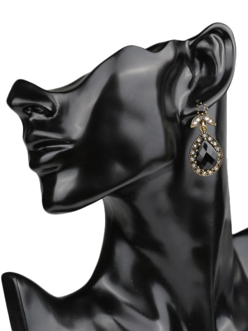 Gujin Retro style Black Resin stones Crystals Alloy Earrings 1