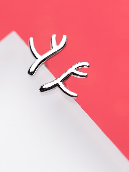 Rosh Exquisite Antlers Shaped S925 Silver Stud Earrings 1