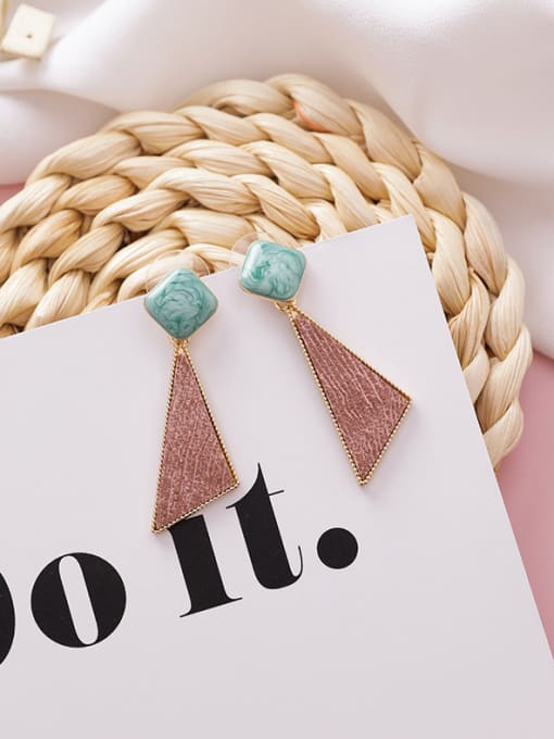 A Pink Alloy With Rose Gold Plated Simplistic Geometric  Texture Drop Earrings