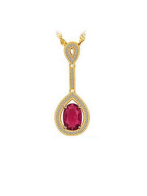 Red Copper Alloy 24K Gold Plated Creative Zircon Women Necklace