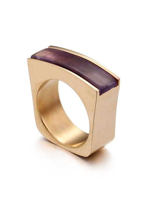 Violet Stainless Steel With Gold Plated Fashion Geometric Solitaire Rings