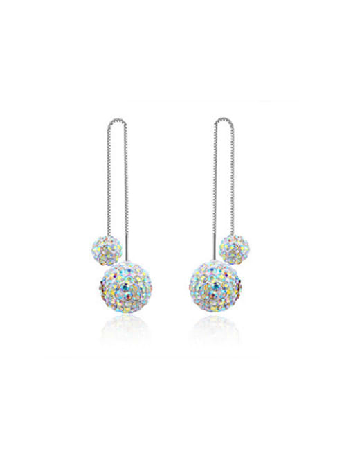 Ronaldo Fashion Ball Shaped Rhinestones Line Earrings 0