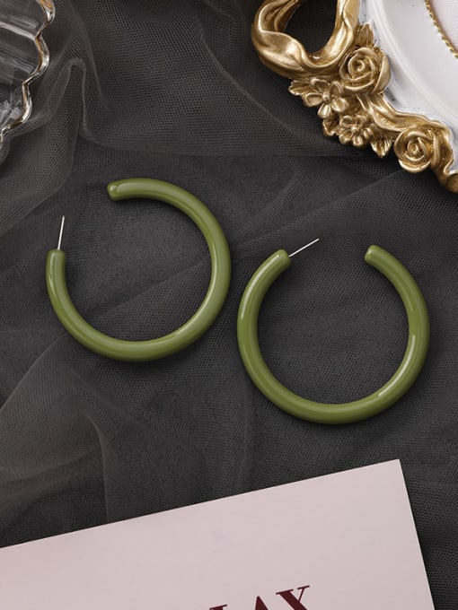 C green Alloy With Platinum Plated Simplistic Round Hoop Earrings