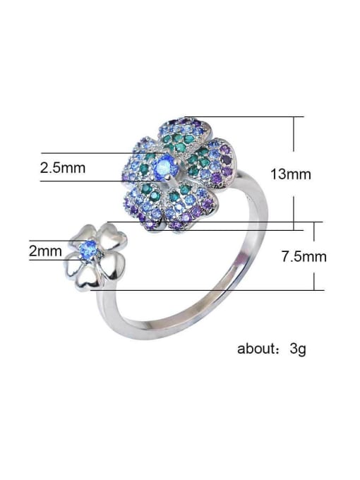 MATCH Copper With Sliver Plated  Fashion Flower free size ring 1