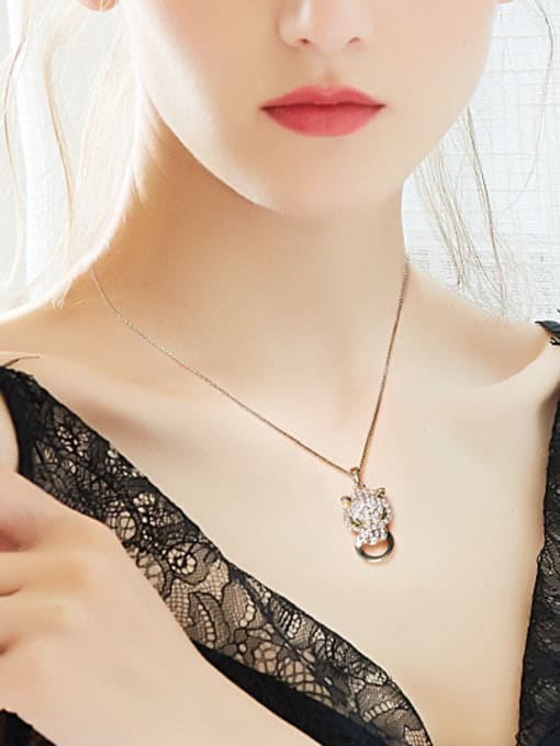 CEIDAI Personalized Leopard Head Zircon Gold Plated Necklace 1
