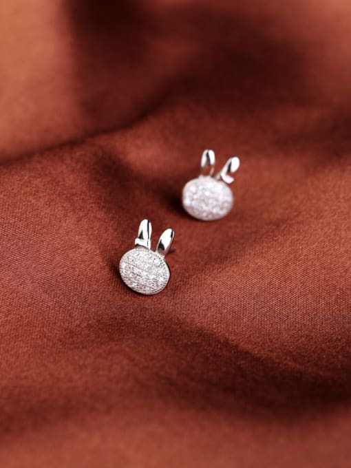 kwan Cute Rabbit Head Silver Stud Earrings 3