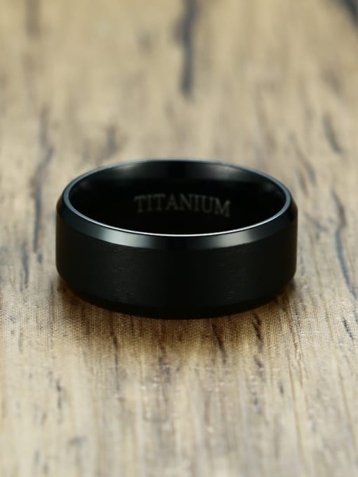 CONG Fashionable Black Gun Plated Titanium Ring 1