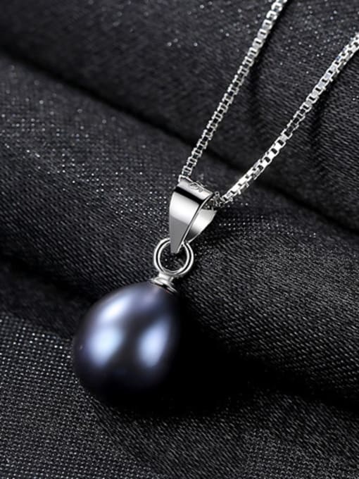 Black Sterling Silver seeds with fresh pearl necklace
