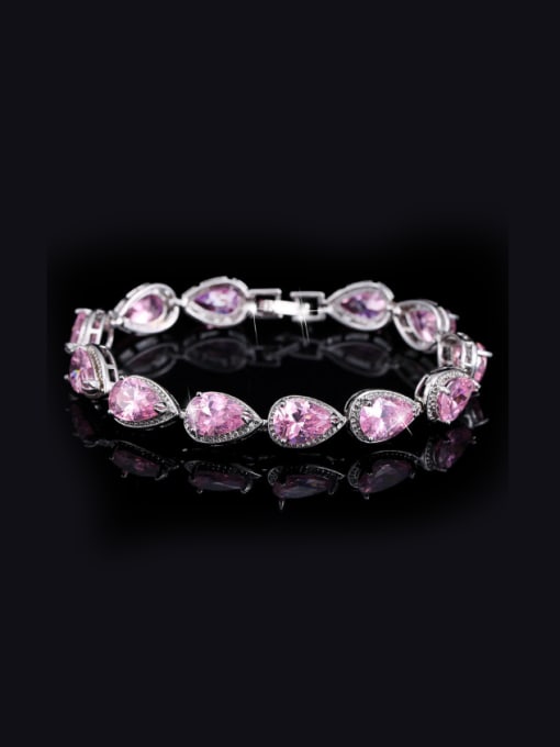pink  17.8Cm Fashion AAA Zircon Wedding Bracelet