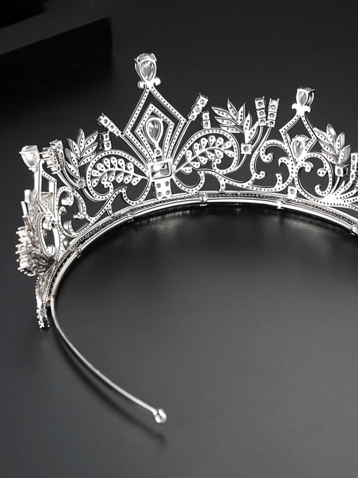 BLING SU Copper With Platinum Plated Delicate Crown Tiaras & Crowns 1