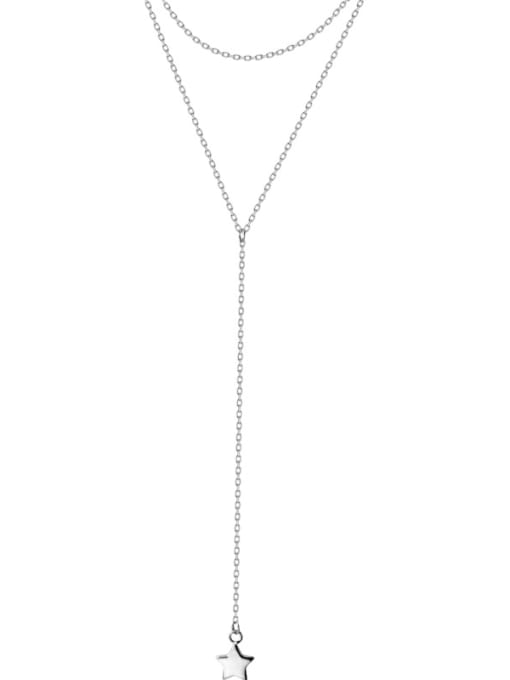 Rosh 925 Sterling Silver With Platinum Plated Personality Star Multi Strand Necklaces 2