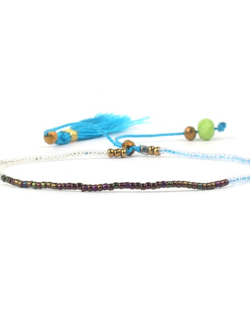 HB568-G Adjustable Bohemia Handmade Woven Tassel  Bracelet