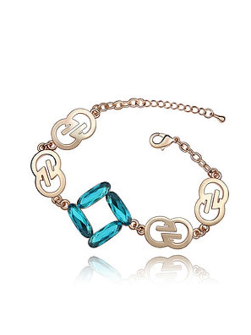 blue Fashion austrian crystals Champagne Gold Plated Bracelet