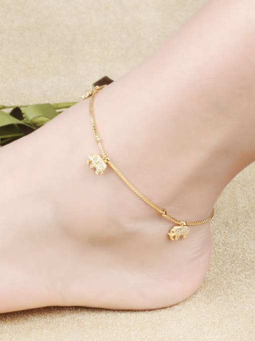 Open Sky Fashion Little Elephant Zircon Gold Plated Anklet 1