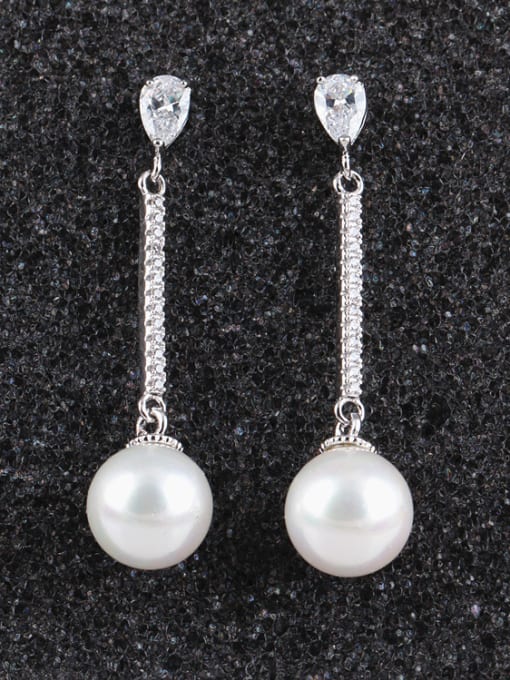 Qing Xing New Tassels Pearls And Zircon drop earring,