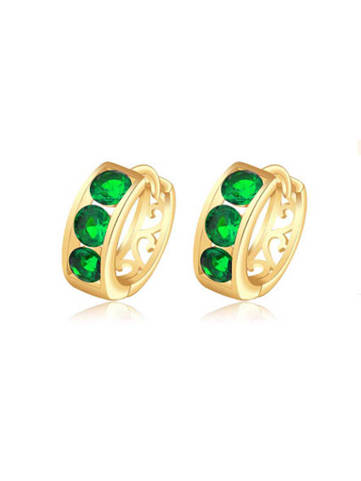 green Copper Alloy 24K Gold Plated Fashion Small Zircon Clip clip on earring