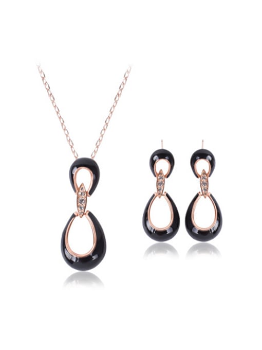 BESTIE Alloy Rose Gold Plated Fashion Eight-shaped Hollow Opal Two Pieces Jewelry Set