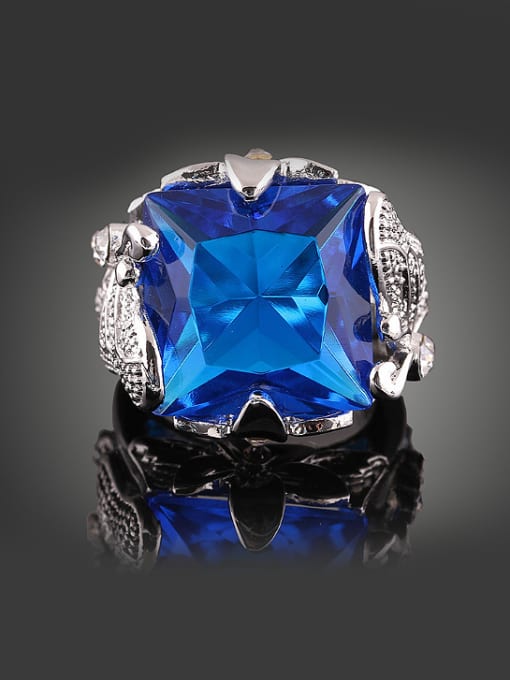 Wei Jia Fashion Blue Crystal Butterfly Alloy Ring 0