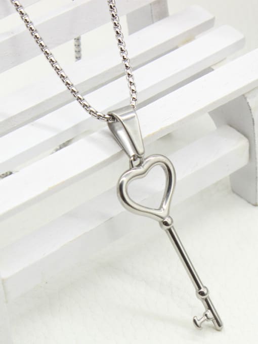 Steel Color Stainless Steel Key Sweater Necklace